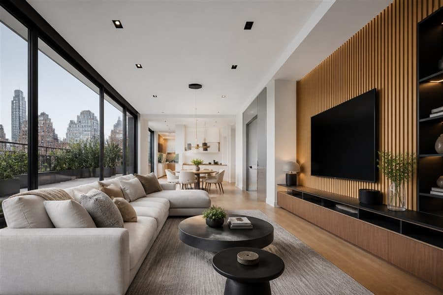 A refined residential property at dusk